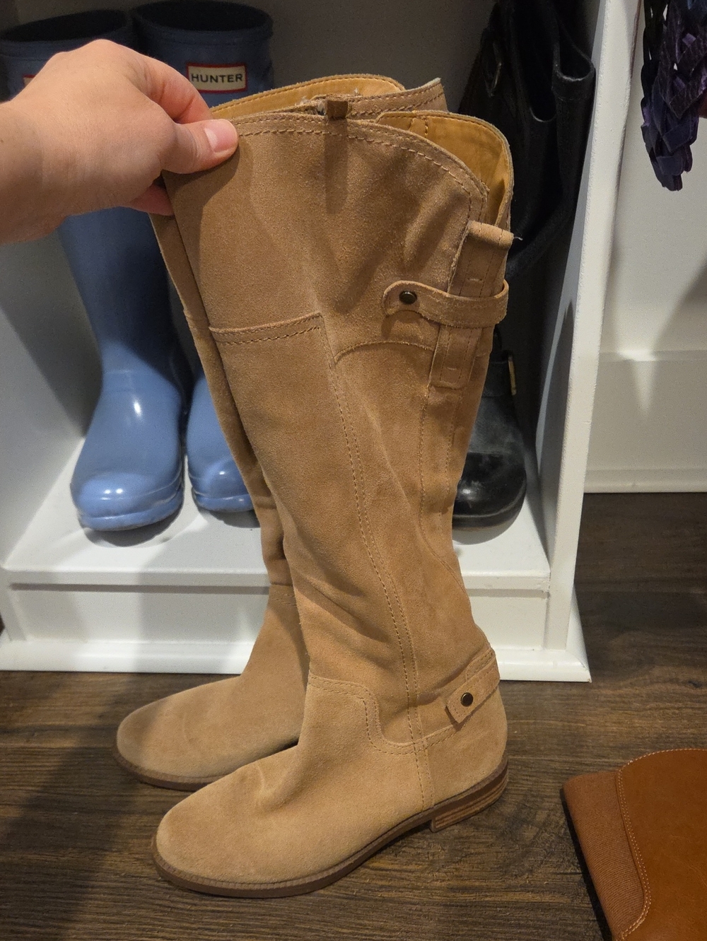 Franco Sarto Tall Kneehigh Suede Riding Boots Sandstone Sz 5.5